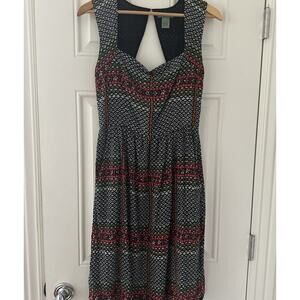 Anthropologie Maple Pailsey 100% Silk Midi Dress Geometric Print Lined Pockets 4